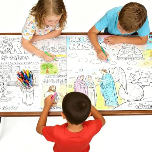TOLGOE Giant Easter Coloring Posters for Kids - 2PCS 35" x 31" Paper Coloring Banner/Table Cover for School Parties and Special Events Decoration (No Markers)