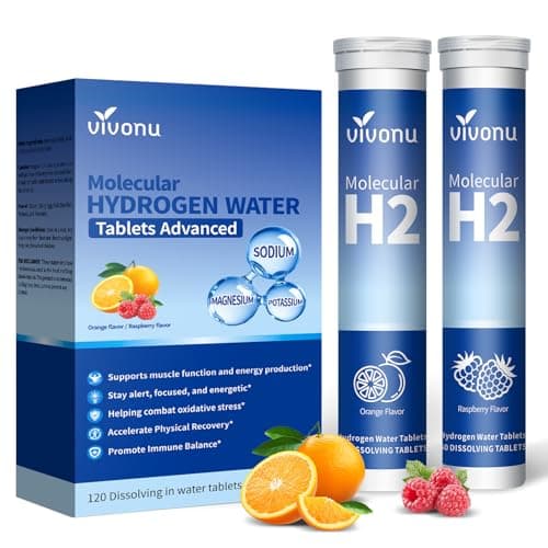 VivoNu Hydrogen Water Tablets with Electrolytes & Magnesium Complex, Vitamin C & D | 2 Flavors Pack (Orange & Raspberry) | Zero Sugar Electrolyte Powder Alternative for Rapid Hydration & Recovery — image 1