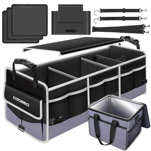 Car Trunk Organizer with Portable Leak Proof Cooler Bag, 3 Compartments Collapsible Car Organizers and Storage with Foldable Cover, Christmas Gifts, Suitable for SUV, Auto, Truck, Minivan — image 1
