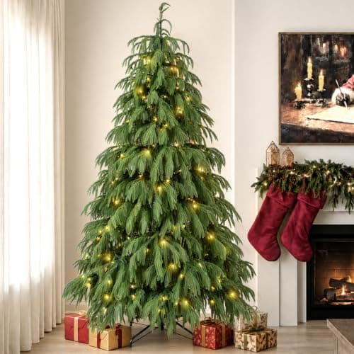 Christmas Decorations, 6FT Prelit Norfolk Pine Artificial Christmas Tree — image 1