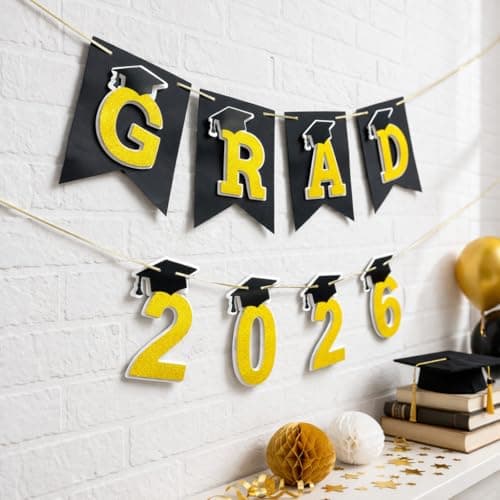 Graduation Decorations 2026– 3D Congrats Grad 2026 Banner Black and Gold Layered Grad Party Decor for School and Home Graduation Photo Backdrop (Black)