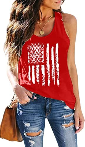 DESFSE American Flag Tank Top Women 4th of July Tanks Tops for Womens USA Flag Patriotic Shirts Vest Racerback Sleeveless Tee — image 1