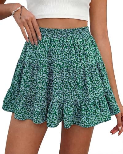 BTFBM Summer Skirts for Women 2026 Floral High Waist Shorts Underneath Boho Tiered Flowy Tennis Skorts Casual Mini Skirt — image 1