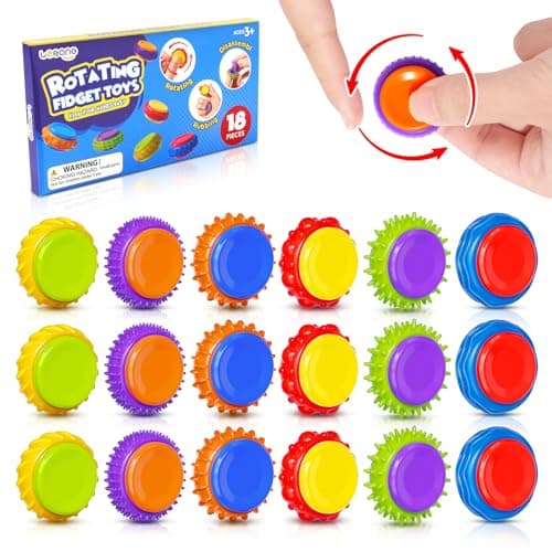 LESONG Fidget Sensory Toys for Kids: Textured Finger Spinners 18 Pack for Autism Kids - Fidgets for Students Classroom Prizes - Gifts Stocking Stuffers for Boys Girls — image 1