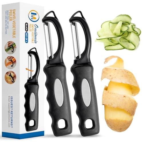 Premium Swivel Vegetable Peeler, Soft Grip Handle and Ultra Sharp Stainless Steel Blades - Perfect Kitchen Peeler For Veggie, Fruit, Potato, Carrot, Apple - Black - Set of 2 — image 1