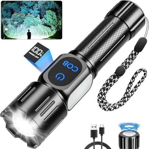 Dszuu Rechargeable LED Flashlight, Super Bright 99000 High Lumens Flash Light, 9 Modes Zoomable Flashlight with LCD Display, Waterproof Tactical Flashlights for Camping, Home Emergency — image 1