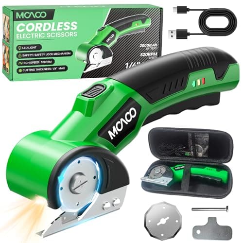 Cardboard Cutter, Rechargeable Cordless Electric Scissors, Upgrade 4V Electric Box Cutter with 2 Blades, Safety Lock & LED Light, Powerful Cutting for Cardboard Box, Plastic, Leather, Fabric — image 1