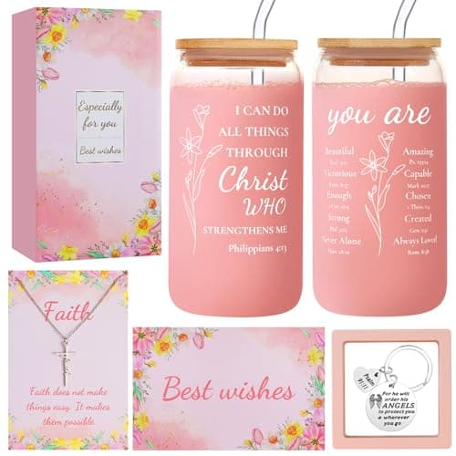 Christian Gifts for Women, Inspirational Religious Gift for Birthday, Mother’s Day, Christmas, Catholic Faith Based Gifts for Mom, Wife, Sister, Grandma, Aunt, Best Friend, 16oz Scripture Glass Cup — image 1