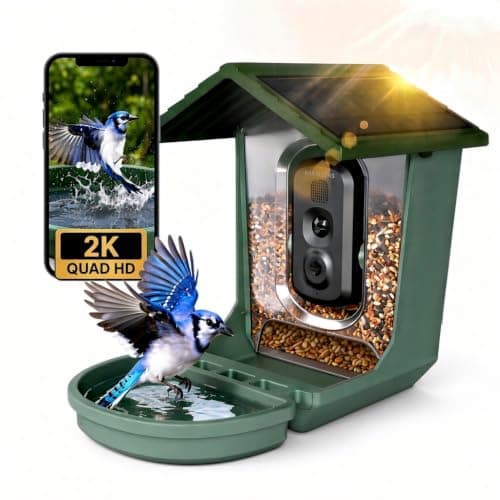 Bird Feeder with Camera Solar Powerd, 2.4Ghz/5Ghz Dual WiFi Bird Camera, 2.3K HD with AI Bird ID for 10,000+ Species, Birdhouse Cam for Outdoor Backyard Birdwatching Gift — image 1