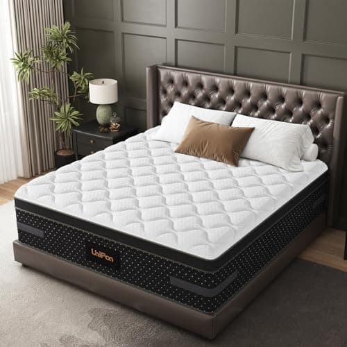 UniPon Medium Firm King Mattress, 14 inch Premium Hybrid Mattresses King Size with Back and Lumbar Hip Support, Fiberglass Free, 365 Nights Trial, 10 Years Warranty — image 1