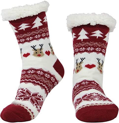 BenSorts Women Winter Thick Slipper Socks with Grippers Non Slip Warm Fuzzy Socks Christmas Gifts — image 1