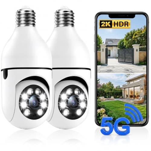 Picturesky Light Bulb Security Camera 2‑Pack, 3MP Wireless Outdoor Camera, 2.4GHz/5GHz Dual‑Band WiFi, Light Socket Camera, Two‑Way Talk, Human Detection, Color Night Vision, TF Card & Cloud Storage — image 1