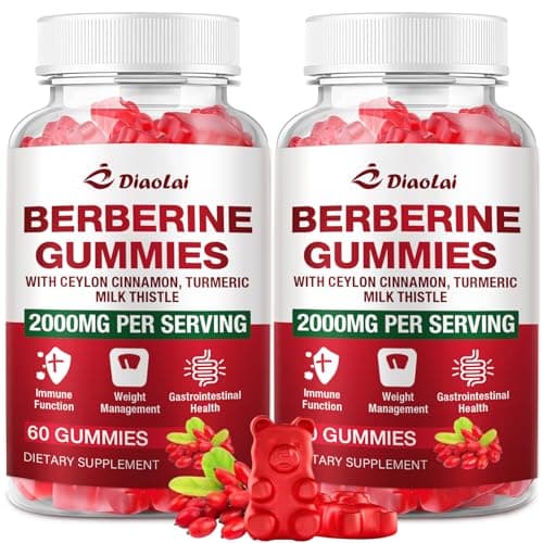 Berberine Gummies 2000mg - Natural Organic Berberine HCL Supplement - Vegan, Non-GMO, Gluten-Free - Delicious Raspberry Flavor - 120 Count — image 1