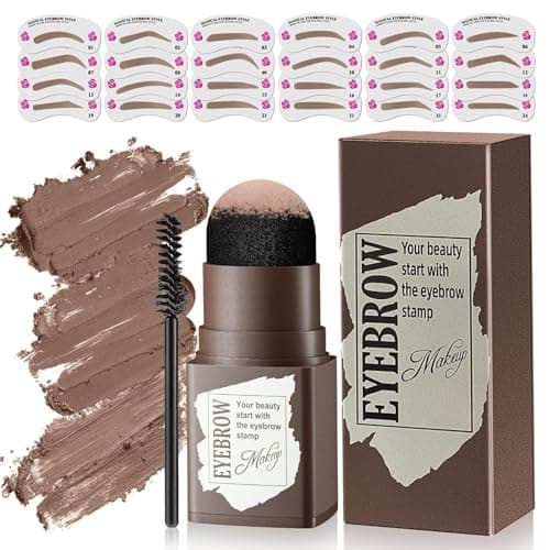Eyebrow Stamp Stencil Kit - 24PCS Eyebrow Stencils for Perfect Brow, Eyebrow Stamp Long-lasting Waterproof & Smudge-Proof, Eyebrow Kit with Eyebrow Brush for Thin & Thick Brow (Medium Brown) — image 1