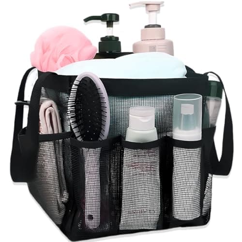 Mesh Shower Caddy Portable for College Dorm Room Essentials, 8-Pocket Large Capacity Shower Tote Toiletry Bag Basket, Quick Dry Hanging Organizer for Bathroom, Gym, Camp, Travel, Cruise, Beach