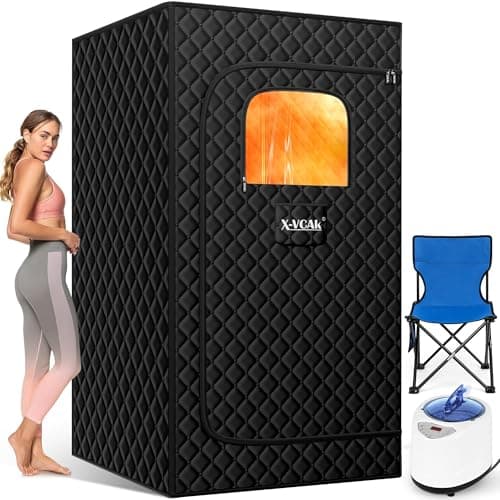 X-Vcak Upgraded Portable Sauna for Home,Relaxation, Steam Sauna for Home with Steamer, Remote Control, Folding Chair, 9 Levels