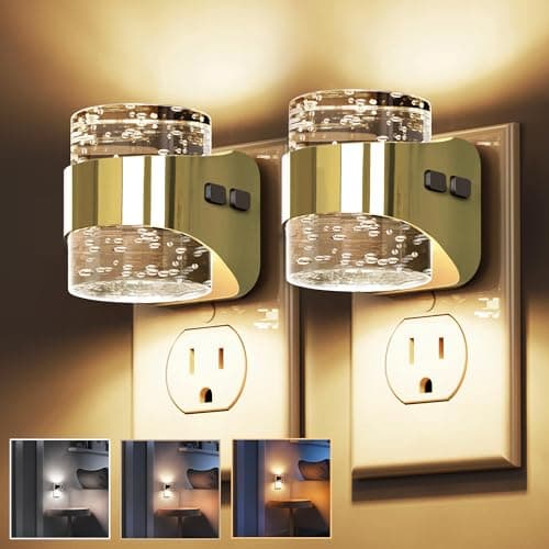 L LOHAS LED 2 Pack 3CCT Night Lights Plug into Wall, 3000K/4000k/5000K Adjustable Color Temperature Night Light,Bubble Nightlight with Dusk to Dawn Sensor for Rooms Bathroom Hallway