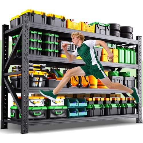 79'W Storage Shelves,4 Tier Heavy Duty Metal Garage Shelving | Adjustable Shelving Unit Industrial Shelf Utility Steel Shelf for Warehouse,Basement, Easy-to-install 74"H*79"W*24"D — image 1