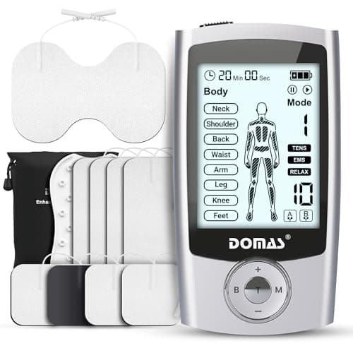 DOMAS TENS Unit with 4"x6" Butterfly Pad for Lower Back Pain Relief, 8 Guided Body Programs, USB-C Rechargeable, Dual Channel