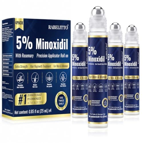 5% Minoxidil Hair Growth Serum Roll-On for Men & Women, Scalp Applicator for Hair Regrowth Treatment with Rosemary & Biotin, Fast-Absorbing Herbal Blend, Non-Greasy, Easy Dosage Control, 4x0.85 fl oz — image 1