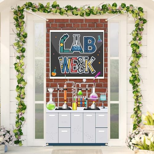 Wollmix Lab Week Door Decorations Cover Banner – 72.8 x 35.4 Inch Thank You for All You Do Sign for Laboratory Workers We Appreciate You Outdoor Porch Party Supplies Easy Hanging Props — image 1