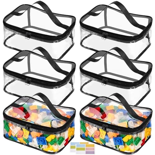 6 Packs Clear Toy Storage Bags, PVC Waterproof Toy Organizer with Zip Reusable Bags for Building Blocks, Board Game, Puzzles — image 1