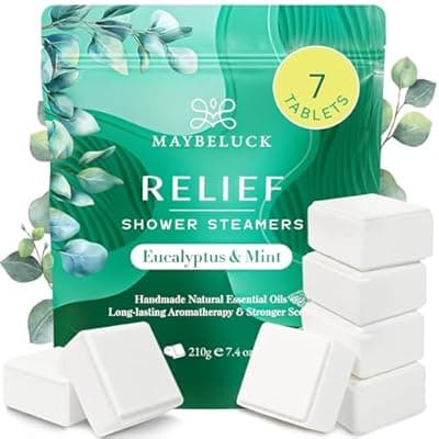 Maybeluck Eucalyptus Mint Shower Steamers 7 Pack - Eucalyptus for Shower, Self Care Easter Basket Stuffers, Relaxation Spa Gifts for Women & Men, Natural Essential Oil Bombs for Self Care
