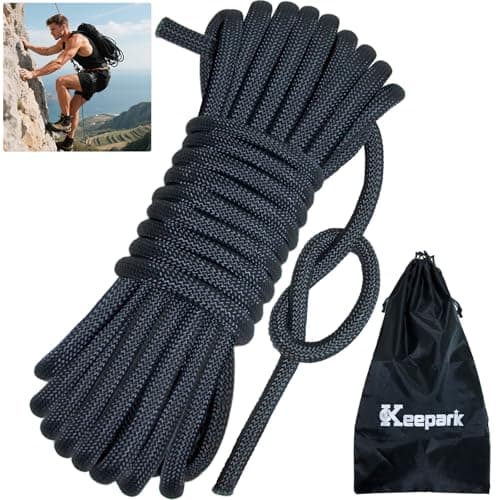 Keepark 10.5mm 1/2 Inch Static Climbing Rope - 32FT to 150FT - 9000lbs Arborist Tree Rope, Heavy Duty Rappelling Rope for Adults & Kids Rock Climbing, Fire Rescue, Escape, Caving, Sailing & Swing — image 1