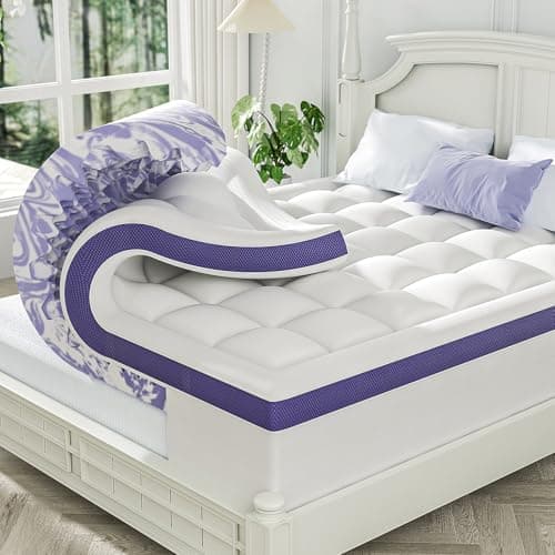 ChiXpace Dual Layer 4 Inch Memory Foam Mattress Topper Queen - 2 Inch Gel Memory Foam and 2 Inch Pillow Top Mattress Pad, 7-Zone Egg Crate Queen Size Mattress Topper (White) — image 1