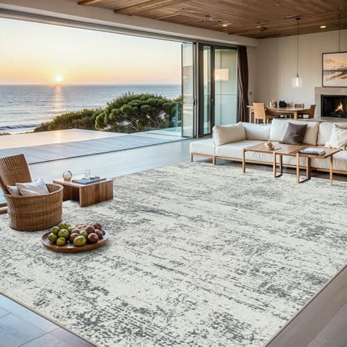 Area Rugs Living Room Rug - 5x7 Washable Modern Abstract Soft Neutral Non-Slip Carpet Large Indoor Floor Stain Resistant Thin Carpets for Bedroom Dining Room Farmhouse Nursery Home Office Grey — image 1