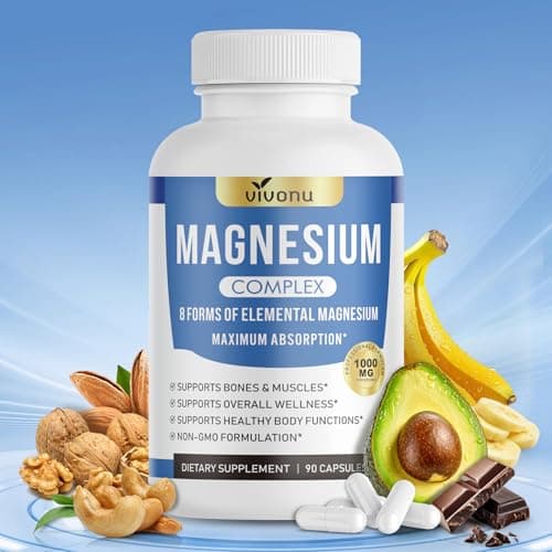 1000mg Magnesium Complex for Women & Men*, 8 Elemental with Magnesium Glycinate, Citrate, Malate, Taurate, Oxide, Carbonate, Aspartate, Orotate for Bones, Muscle, Recovery, Energy, Vegan, 90 Capsules — image 1