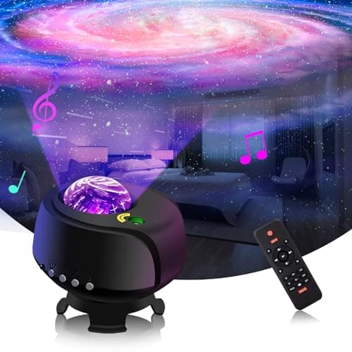 Larger Coverage Area Galaxy Projector,with Changing Galaxy Shapes Star Projector,Night Light with Bluetooth Speaker,White Noise,Teen Girl Gifts Trendy Stuff, Star Lights for Ceiling,Bedroom Decor