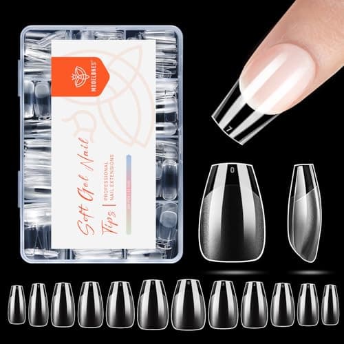 modelones Short Coffin Nail Tips, Pre-shaped Soft Gel Tips Fake Nails False Acrylic Clear Full Cover Press on Extension Kit Gel Manicure DIY at Home 216PCS 12Sizes — image 1