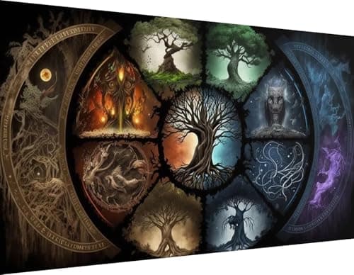 ijbnhd Large Diamond Painting, Tree of Life Moon Large Diamond Art Kits for Adults, Full Drill Round Big Diamond Painting, DIY Gem Art and Crafts for Home Wall Decor Gift 27.5 X 15.7inch — image 1