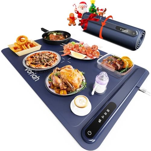 Warming Mat for Food, Voriah Electric Warming Tray with 3 Temp Settings & Auto Shut-Off, Food Warmer with Thick Silicone Surface to Keep Food Warm at Buffet, Parties, and Family Use(Dark Blue) — image 1
