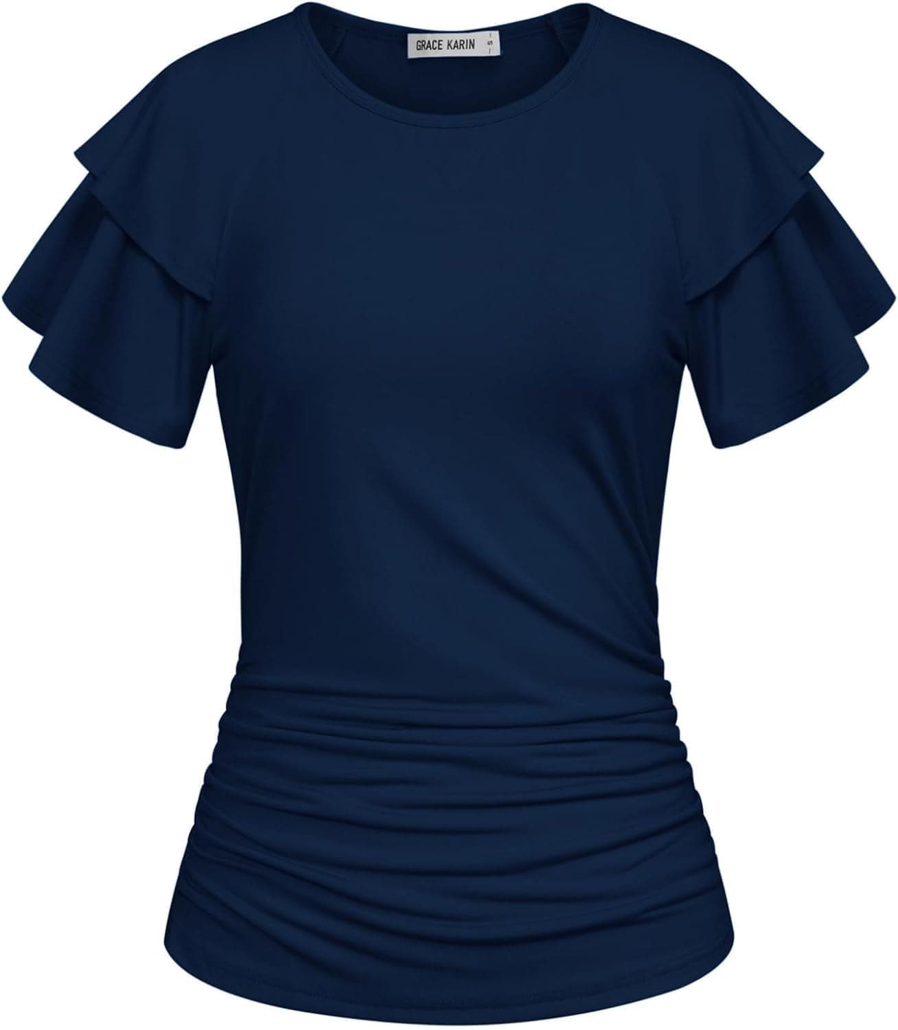 GRACE KARIN Women Ruffle Short Sleeve Shirt