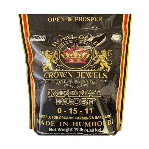 Royal Gold Crown Jewels Organic Imperial Boost 0-15-11 Dry Soluble Fertilizer, 10 lbs - for Excellent Fruit and Flower Production, Encourages Late Season Blossoms