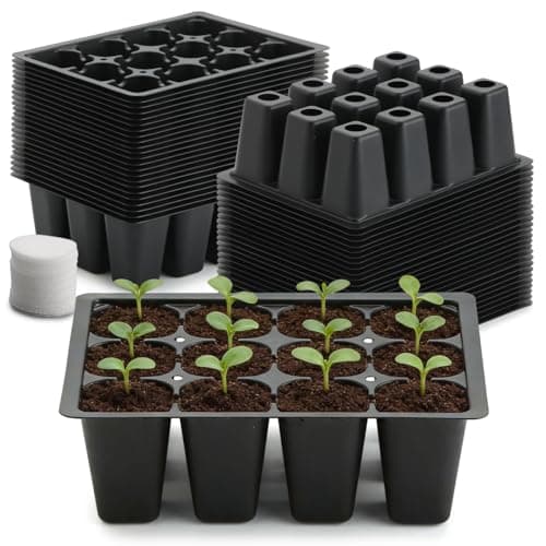 RooTrimmer 40 Pack Reusable 12-Cell Seed Starter Tray, Plant Starter Trays with Large Drainage Holes for Seed Germination, Easy to Repotted, Fits Standard 1020 Flats and TD377 Trays, Black — image 1