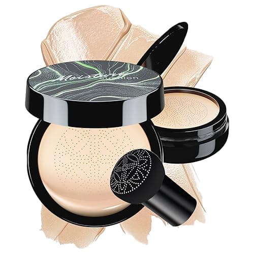 Mushroom Head Air Cushion CC Cream - BB Cream Face Makeup Foundation for Mature Skin Moisturizing Concealer Brighten Long-Lasting, Even Skin Tone for All Skin Types, Ivory Color — image 1