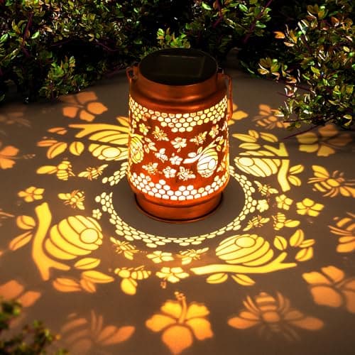 Solar Lanterns Outdoor Garden Decor, Gifts for Women, Mom, Grandma, Birthday, Thanksgiving, Decorative Waterproof Hanging Metal LED Light for Yard, Patio, Lawn, Landscape, Backyard (Bee) — image 1