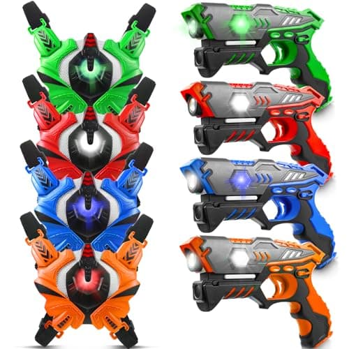 Stlloys Laser Tag: Laser Tag Guns Set of 4 with Vests, Infrared Lazer Tags Game, Lazer Tags Set 4 Player for Kids Adults, Toys for Kids Ages 6 7 8 9 10 11 12+ Year Old Boy Birthday