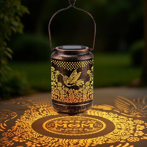 Mothers Day Gifts for Mom Solar Lanterns Outdoor Waterproof, Mom's Birthday Gifts Solar Lights Garden Decor, Birthday Gifts for Mom Hanging Light Yard Decoration Outdoor, Backyard, Patio, Porch — image 1
