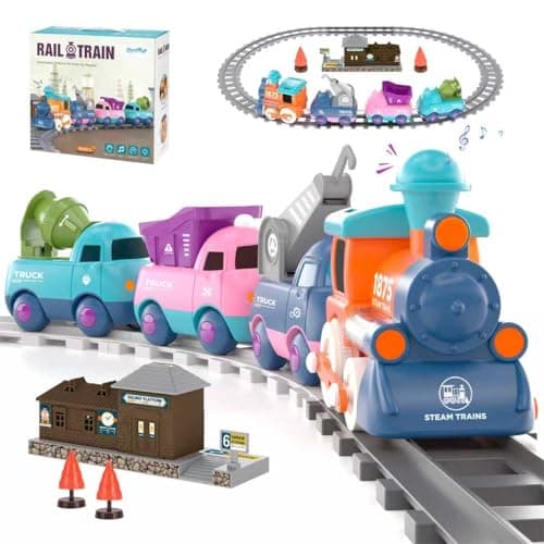 Train Set for Toddler Toys,Electric Train Toy for 3-5 Year Old Boy Gifts, Christmas Trains Set for Kids Ages 4-8 with Music, Light,Tracks,Kid Toys for 4 5 6 Year Old Boy Girl Christmas Birthday Gifts
