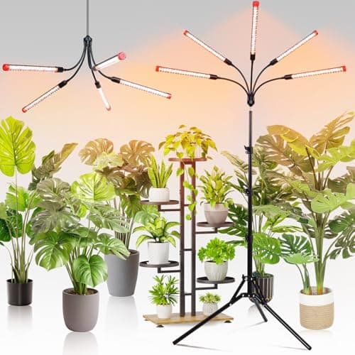 FECiDA Gamechanger! 45 Watt Power Draw, NO Need Adapter, 5Head Grow Light with Tripod Stand, 2026 Big Coverage LED Grow Lights for Indoor Tall Plants, Bonsai Tree, 4/8/12/16/20H Timer — image 1