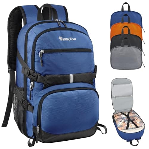Seektop Lightweight Travel Backpack for Men Women, Multiple Pockets 40L Hiking Backpack Foldable Carry on Backpack for Outdoor Camping Sport Leisure (Blue) — image 1