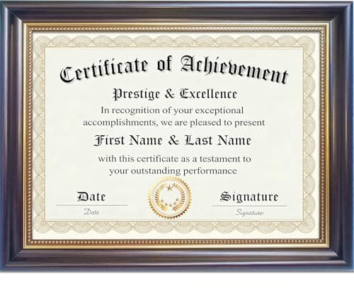 PAZLOG 8.5x11 Diploma Frame for Wall and Tabletop - Classic Walnut Brown Certificate Display with Gold Bead Accents, Gold Trim & HD Plexiglass, Degree Document Frame — image 1