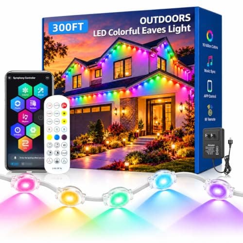 Bensack 300 FT Permanent Outdoor Lights RGB+IC Eaves lamp for Christmas | RGB+IC Smart LED Eaves Lights,IP67 Waterproof Outdoor Led Lights for House Roof, Christmas, Halloween, Holiday, Party Decor — image 1
