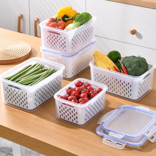 Zmxiabo 3 PCS Fruit Storage Containers for Fridge Food Berry Storage Container Set with Removable Strainer Lid Berries Container for Fridge BPA-Free Plastic Crisper for Long-Term Freshness — image 1
