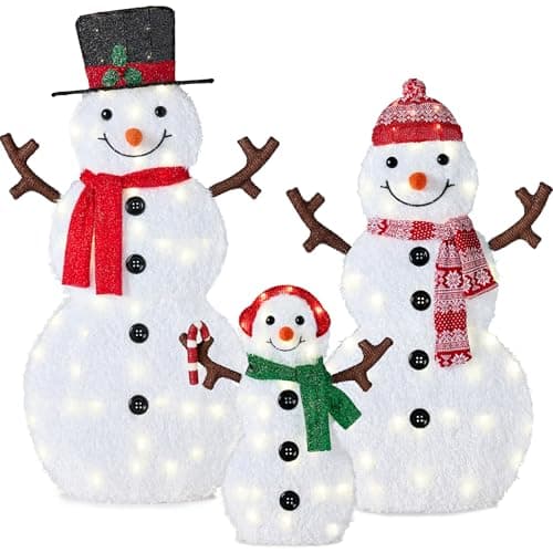 Best Choice Products 4ft 3-Piece 2D Lighted Christmas Snowman Family Set, Large Outdoor Yard Decor Holiday Decoration w/ 135 Twinkling LED Lights — image 1