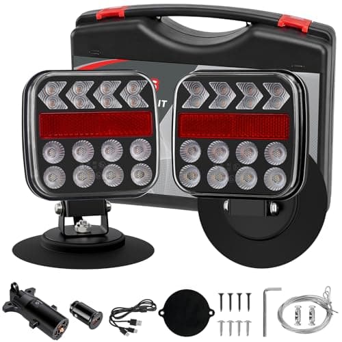 Kaunzaun Wireless Trailer Lights, Magnetic LED Trailer Light, Adjustable Tow Light with Reverse, Portable Towing Light Kit for Trucks Boat RV